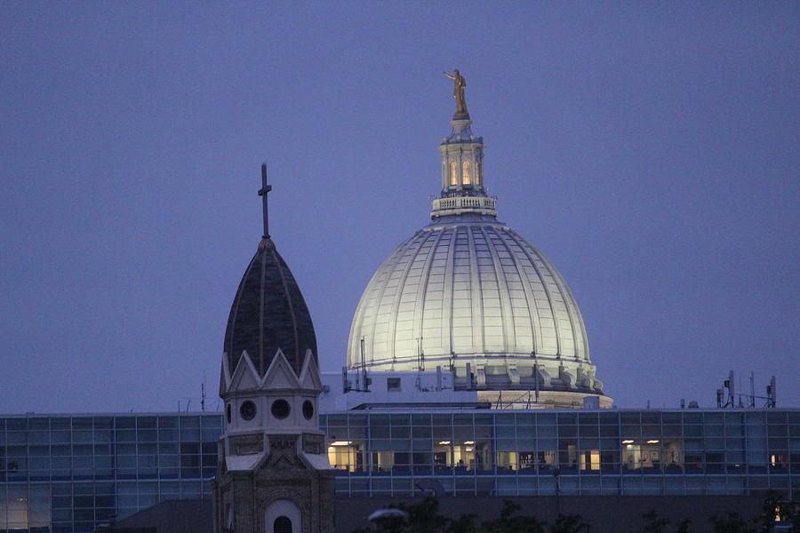 Wisconsin State Capitol Photograph - Church And State by Callen Harty Wisconsin State Capitol Photograph - Church And State by Callen Harty