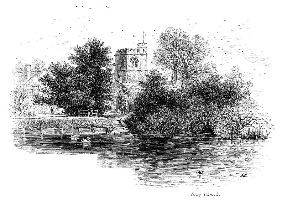 Church at Bray by the River Thames Drawing by Whitemay
