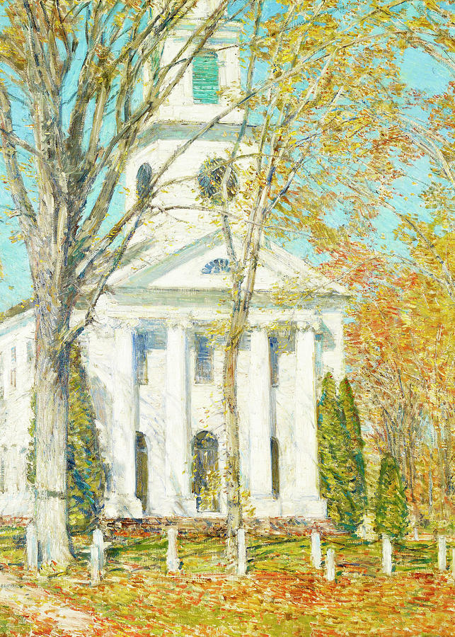 Church at Old Lyme in Connecticut in 1905 Painting by Munir Alawi