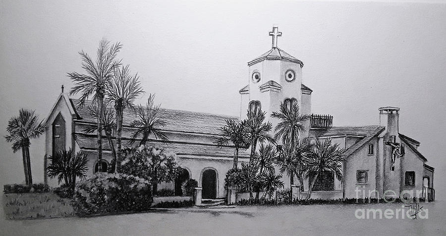 Church by the Sea Drawing by Terri Mills