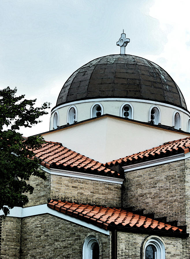 Church Dome Over Tile Rooftops Photograph