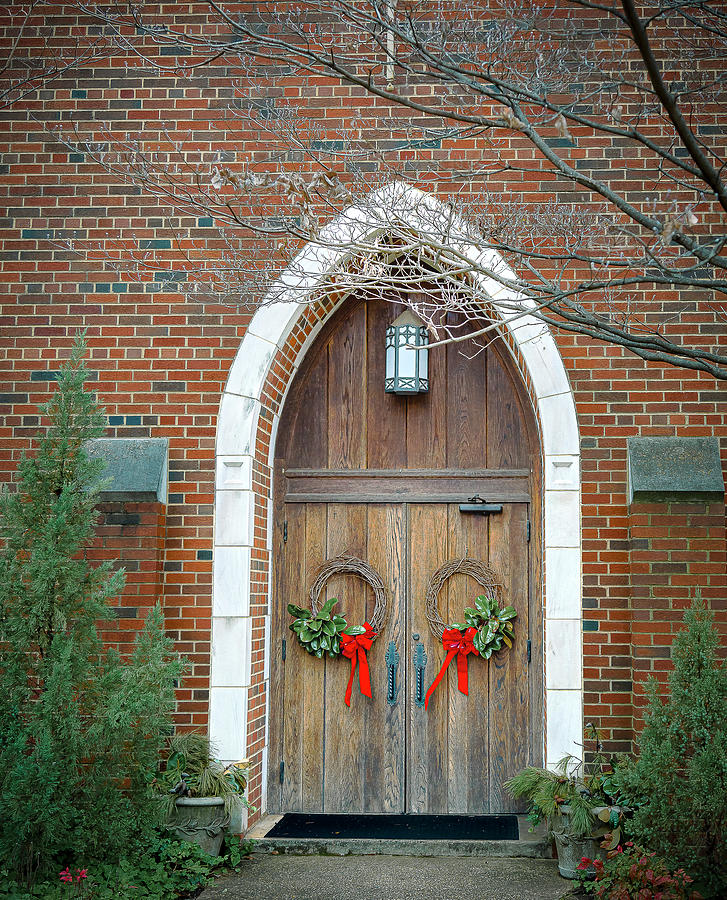 Church Doors with Wreaths Photograph by Michele Baxley - Fine Art America