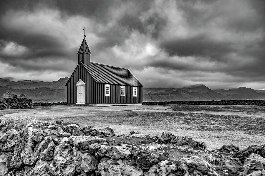 Church in black-white Photograph by Roni Chastain