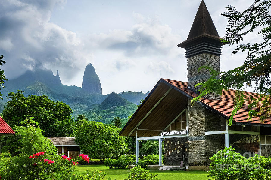 Church in Hakahau, Ua Pou, Marquesas Islands Photograph by Lyl Dil Creations
