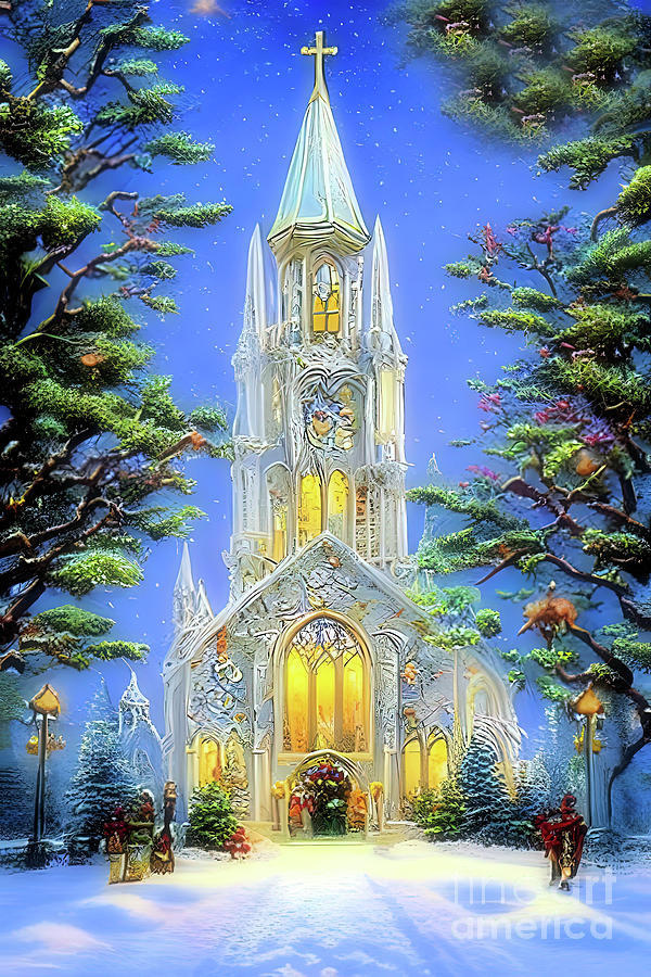 Church in Winter  # 1  Digital Art by Elaine Manley
