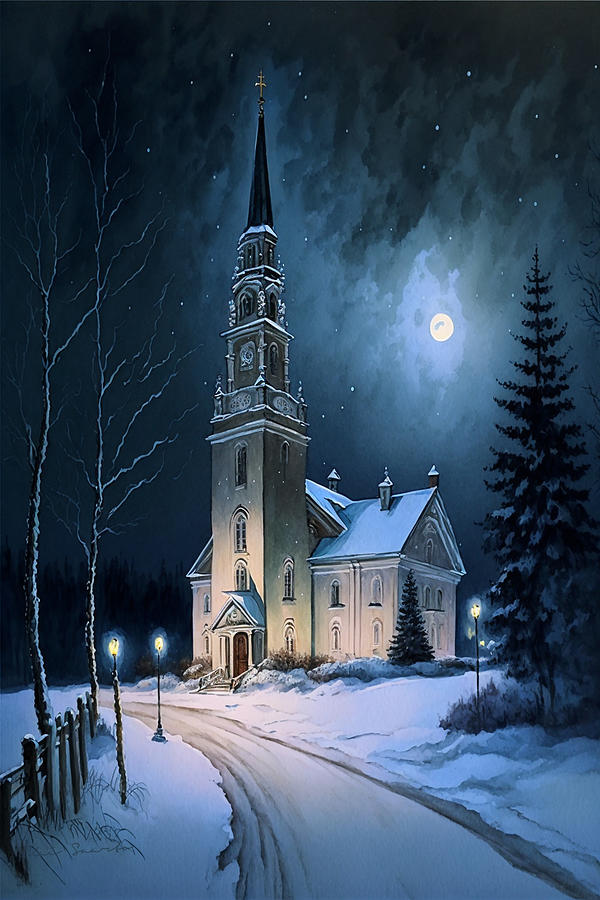 Church in winter Digital Art by Kai Saarto