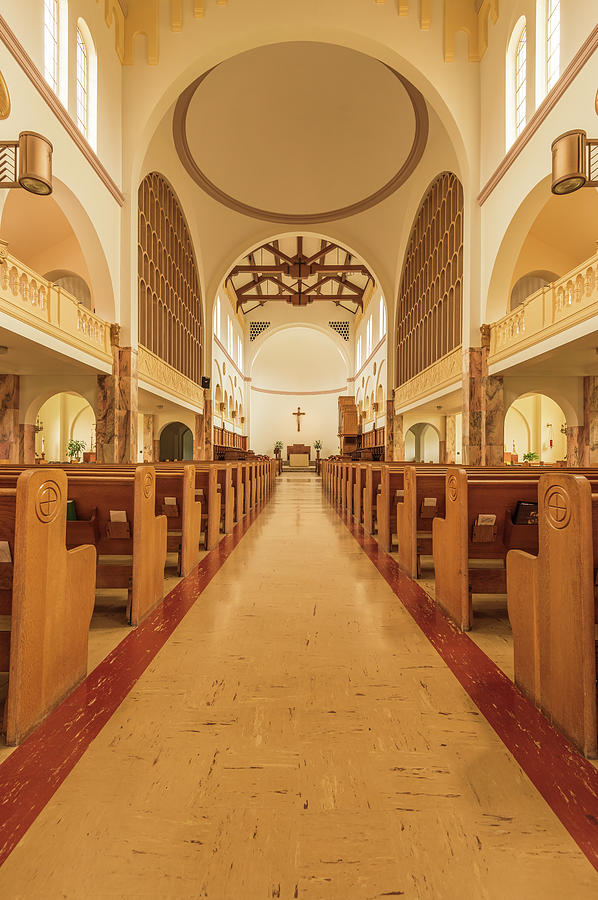 Church interior on Mt. Angel Oregon. Photograph by Gino Rigucci Pixels