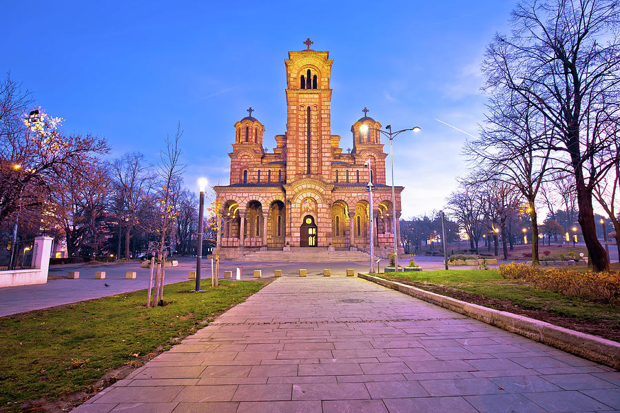 Architecture Photograph - Church of Saint Mark in Belgrade dawn view by Brch Photography