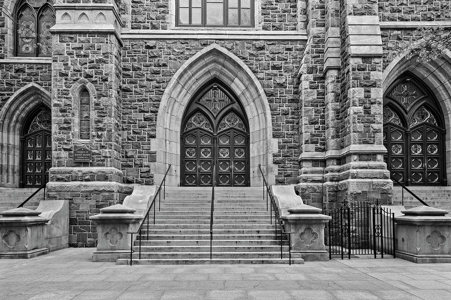 Church Of Saint Mary Yale BW Photograph by Susan Candelario