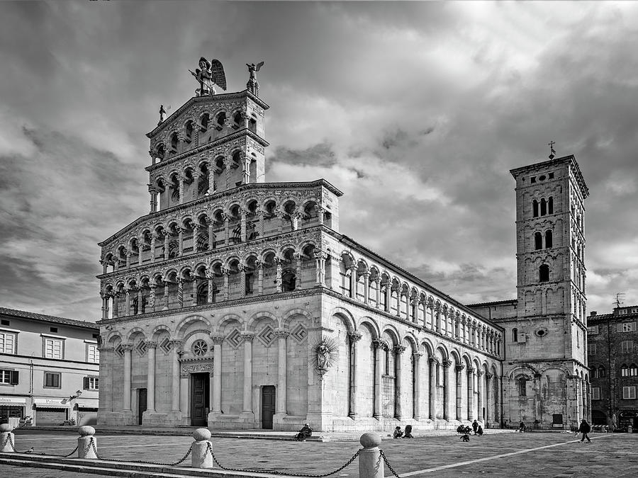 Church of San Michele in Foro Lucca Italy BW Photograph by Joan Carroll