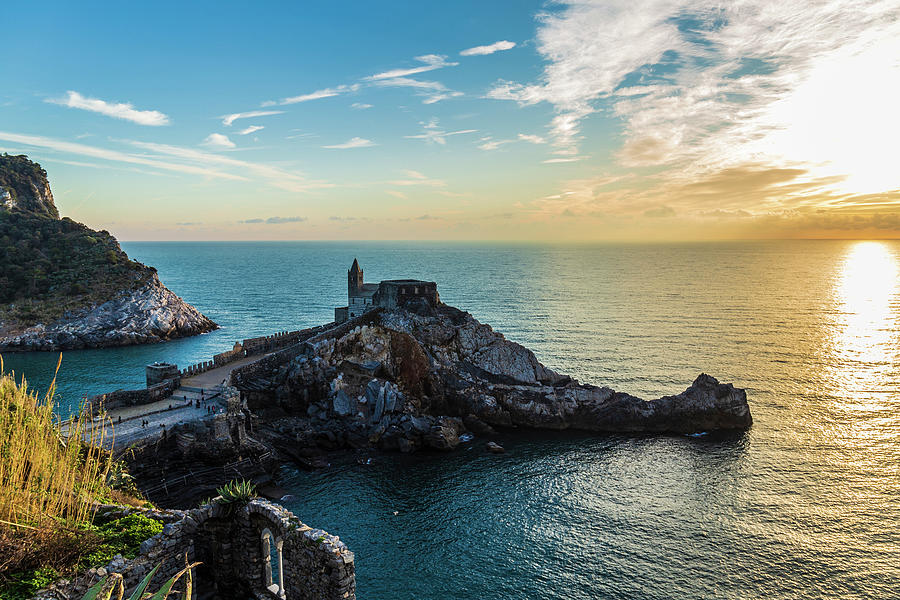 Church of St. Peter at sunset in Porto Venere Photograph by Fabiano Di Paolo