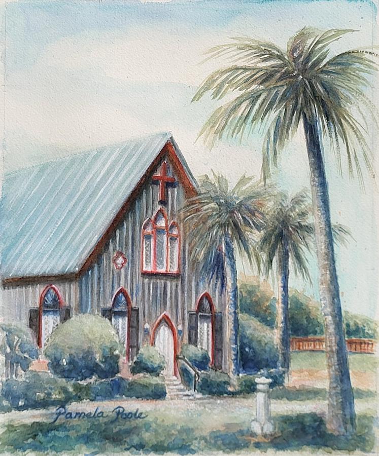 Church of the Cross in Bluffton SC Painting by Pamela Poole