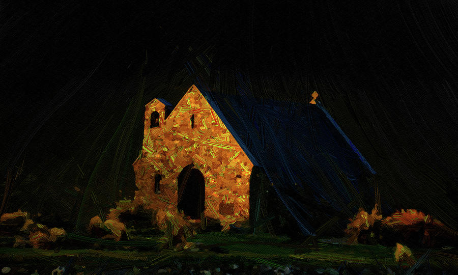Church of the good sherpherd, Oil Painting ca 2020 by Ahmet Asar Digital Art by Celestial Images