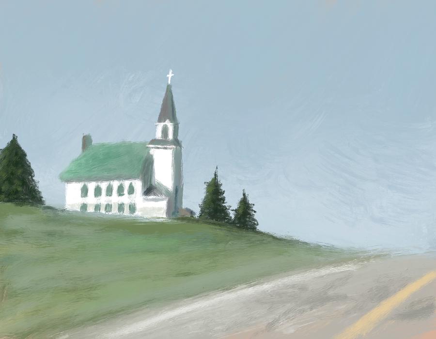 Church On The Hill Digital Art by Larry Whitler
