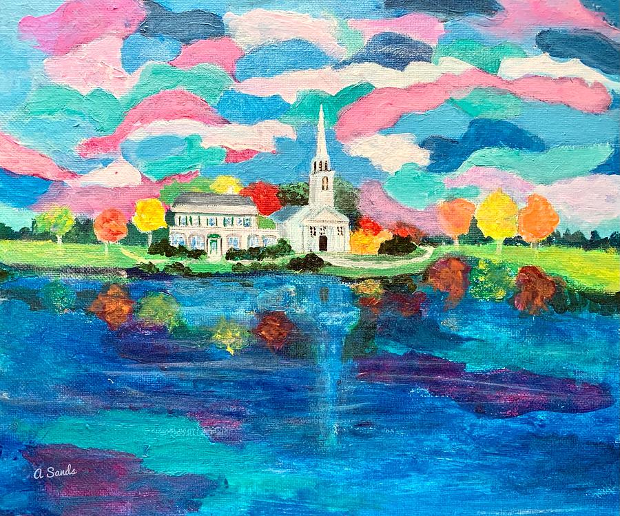 Church Reflections Painting by Anne Sands Fine Art America