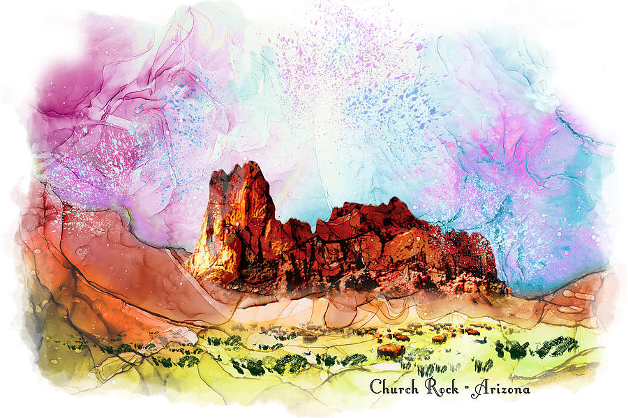Church Rock In Arizona Painting by Miki De Goodaboom