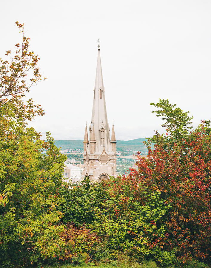 Mountain Photograph - Church Spire in Quebec City by Sonja Quintero