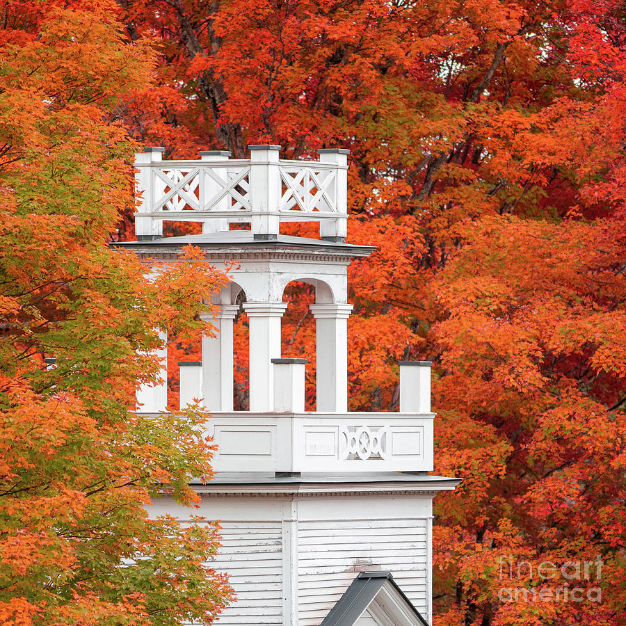 Church Steeple in Autumn Foliage Splendor Vermont Photograph by Edward Fielding