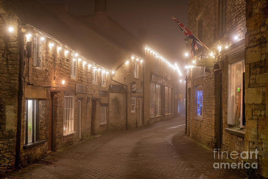 Church Street in Stow on the Wold on a Misty Christmas Night Photograph by Tim Gainey