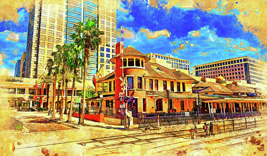 Church Street Station in Orlando, Florida - digital painting with a vintage look Digital Art by Nicko Prints
