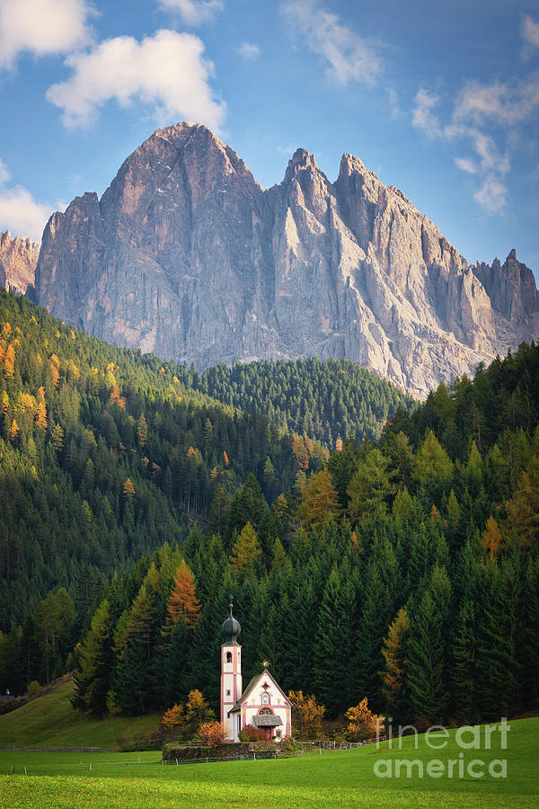 Church with Dolomites mountains in autumn Photograph by IPics ...