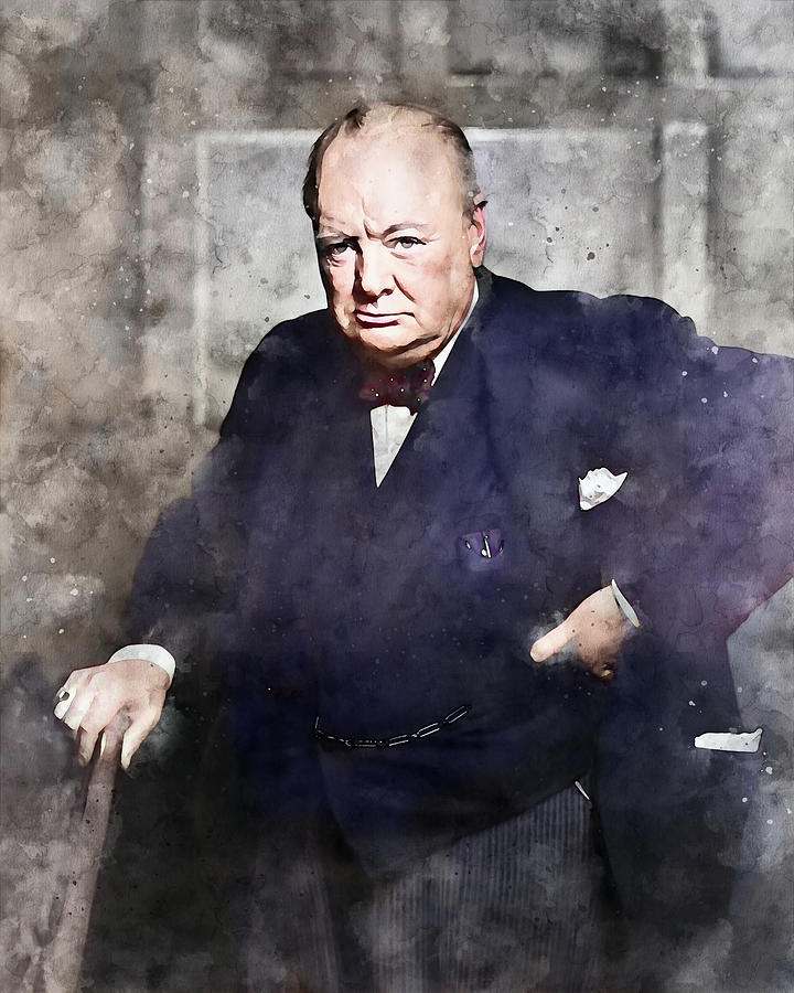 Churchill Portrait Color Painting by Dan Sproul