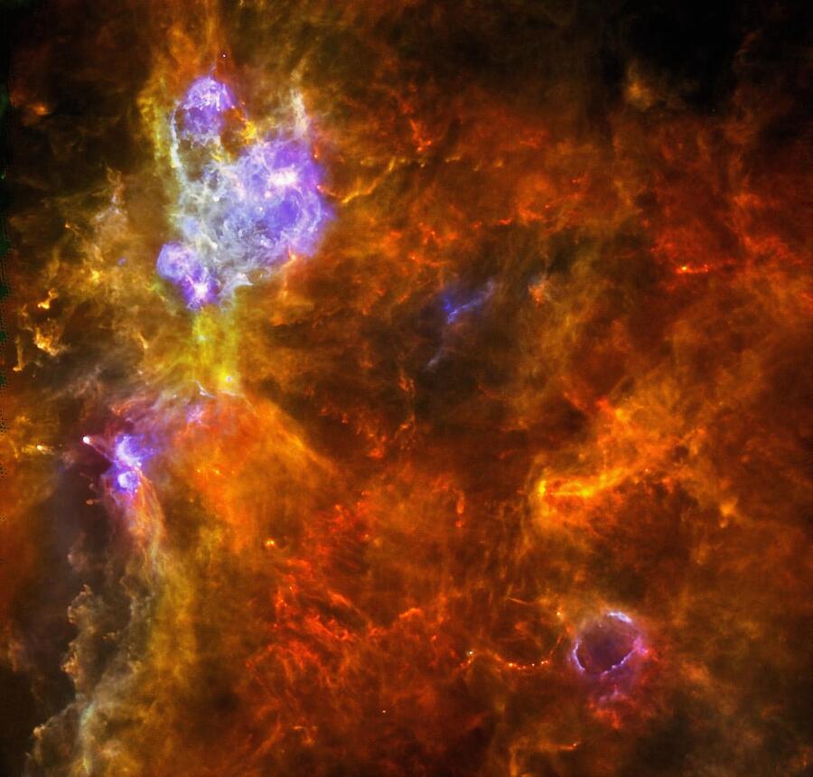 Space Photograph - Churning Out Stars, JPL NASA Image by ESA Herchel Space Observatory - Linda Howes Website