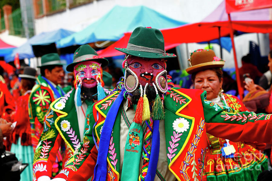Chutas dancing during La Paz Carnival Bolivia Photograph by James Brunker