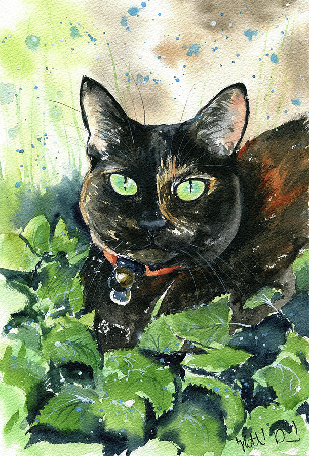 Chutney Tortie Cat Painting Painting by Dora Hathazi Mendes - Pixels