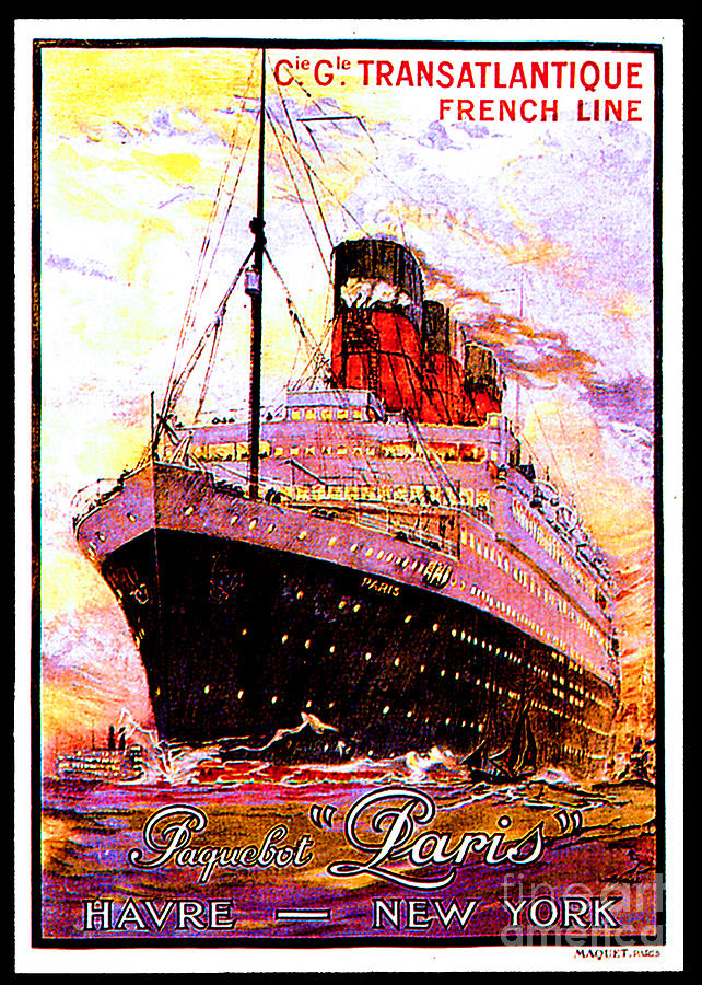 Cie. Gle. Transatlantique French Line Travel Poster Painting by Albert Sebille