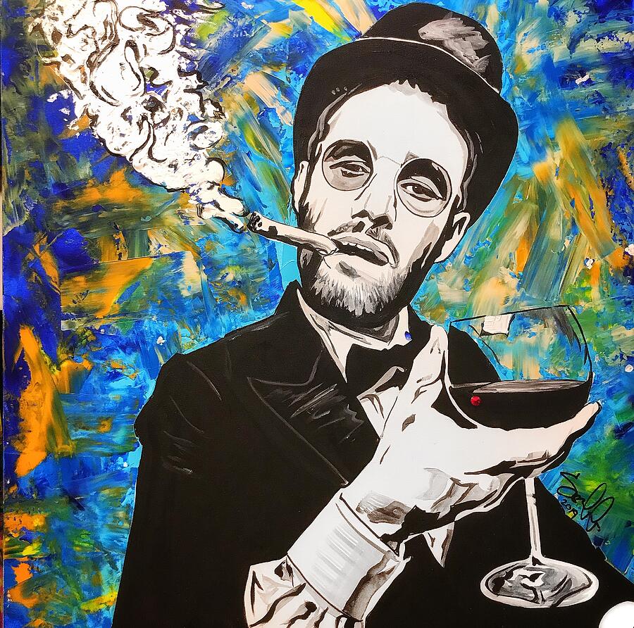 Cigar and some wine Painting by Sergio Gutierrez