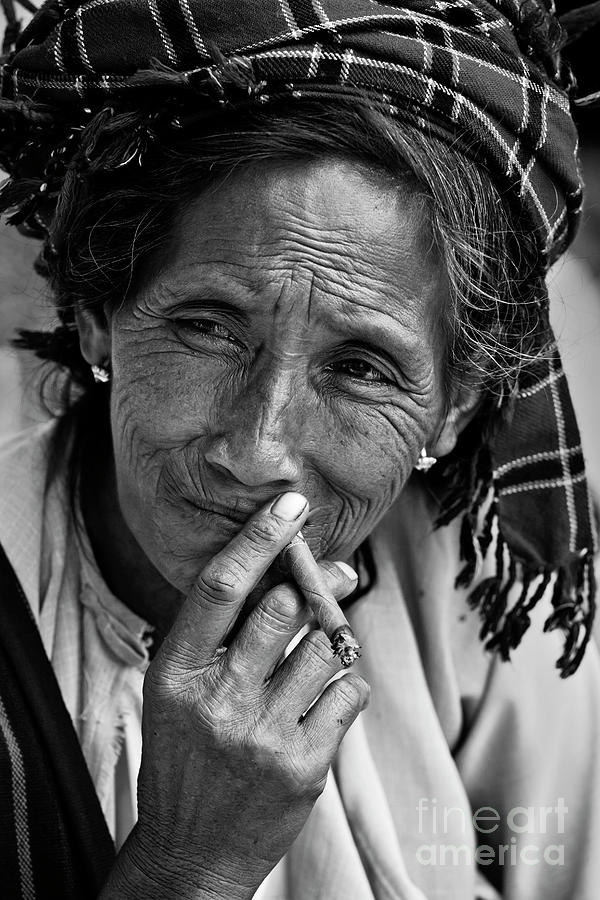 Cigar Smoking Shan Woman - Burma Photograph by Craig Lovell