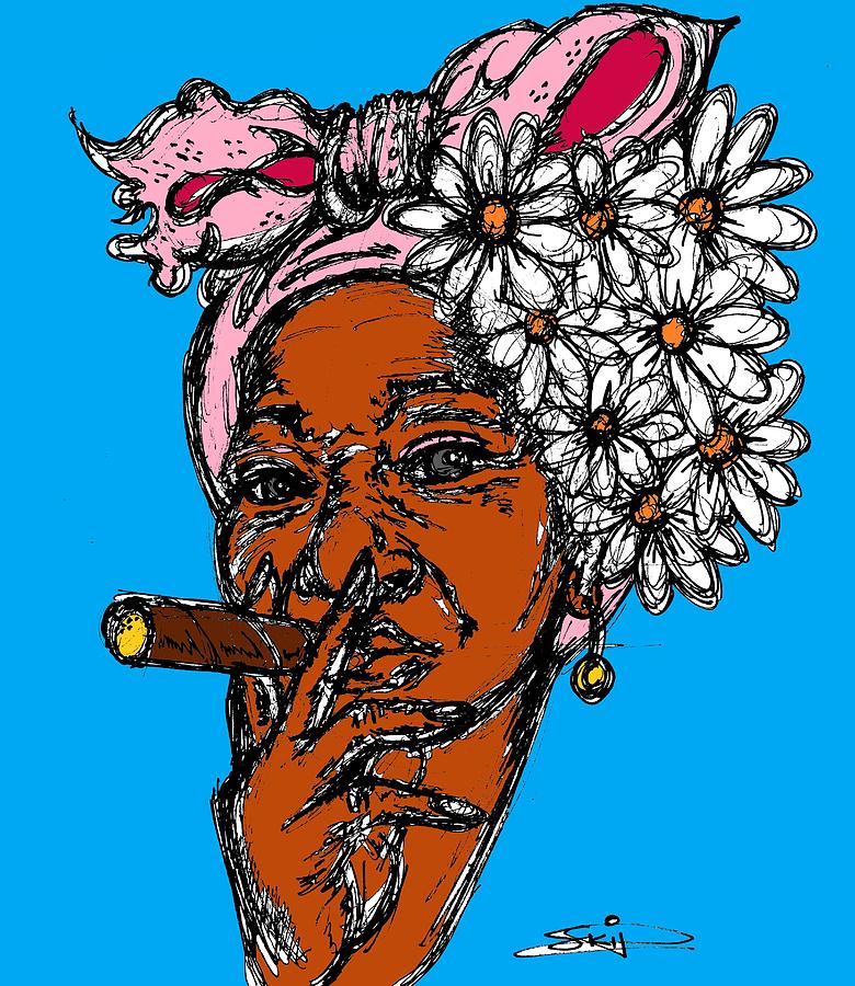 Winter Drawing - Cigar Woman Series 2 by SKIP Smith