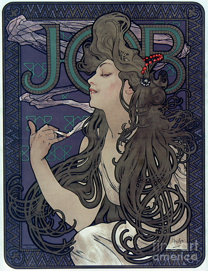 Cigaraette Papers Drawing by Alphonse Mucha