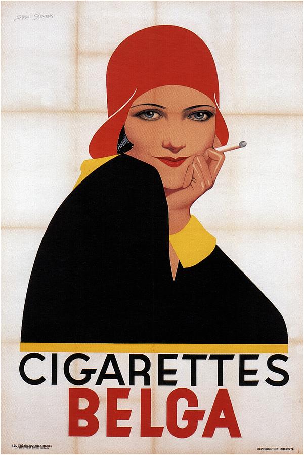 Cigarettes Belga - Tobacco Advertising - Vintage Advertising  Digital Art by Studio Grafiikka