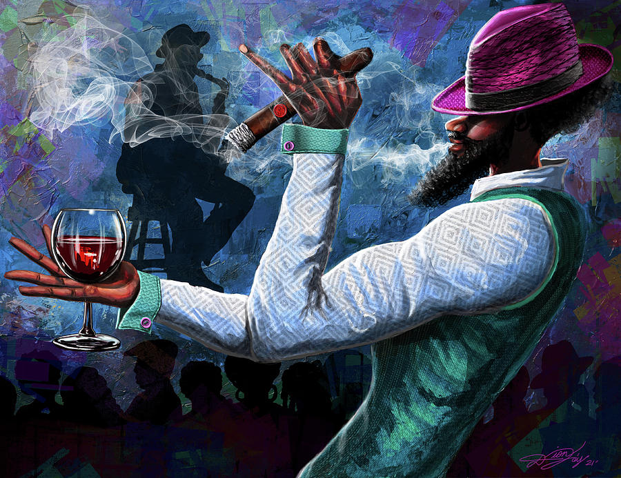 Cigar Painting - Cigars And Brandy by Dion Pollard