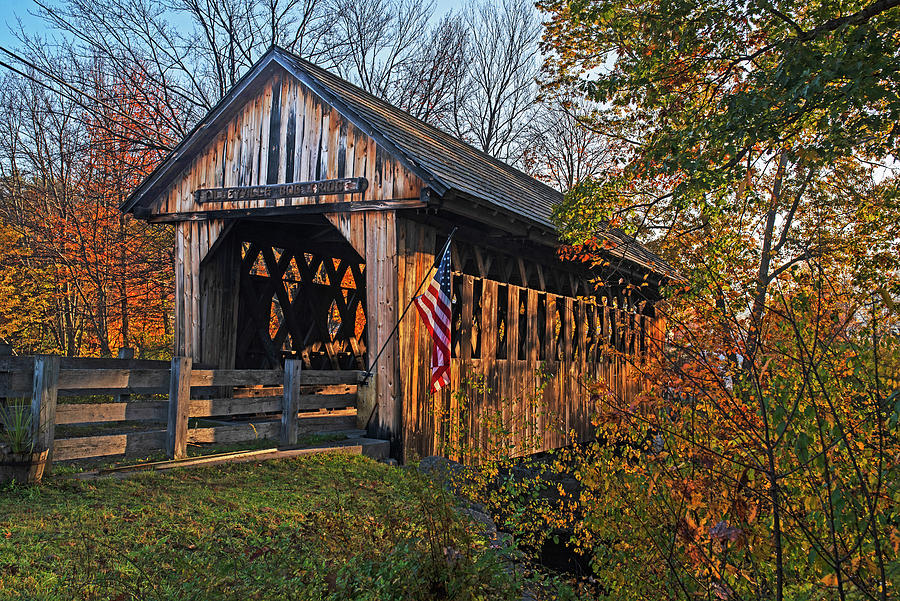 Cilleyville Covered Bridge Andover New Hampshire Fall Foliage Photograph by Toby McGuire