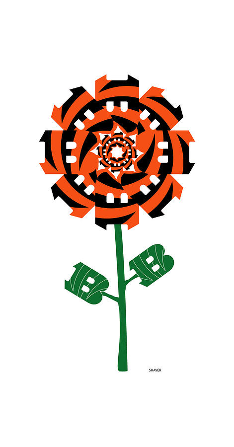 Cincinatti Bangels - NFL Football Team Logo Flower Art Digital Art by Steven Shaver