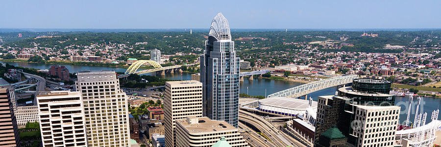 Cincinnati Aerial Skyline Panoramic Photo Photograph by Paul Velgos