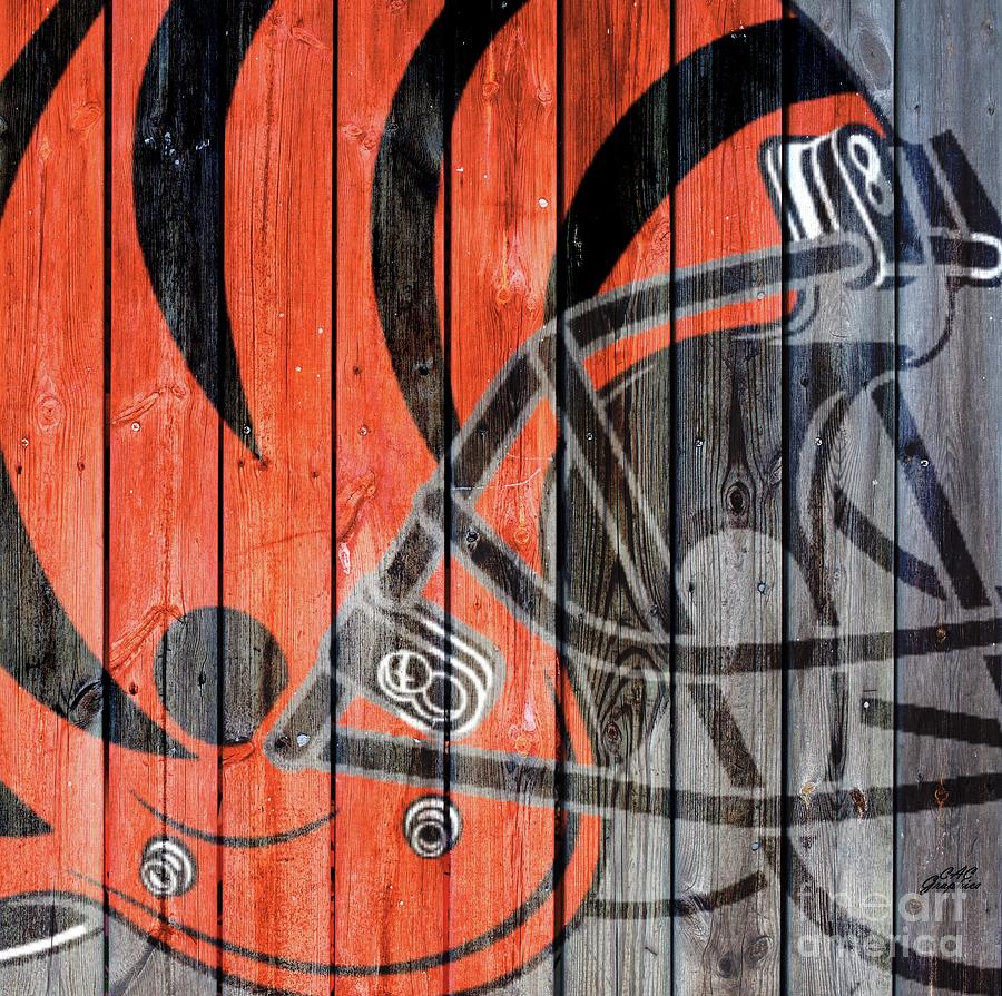 Cincinnati Bengals Wood Helmet 2 Digital Art by CAC Graphics