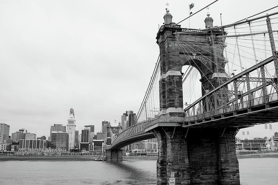 Cincinnati Bridge Black And White Photograph by Dan Sproul