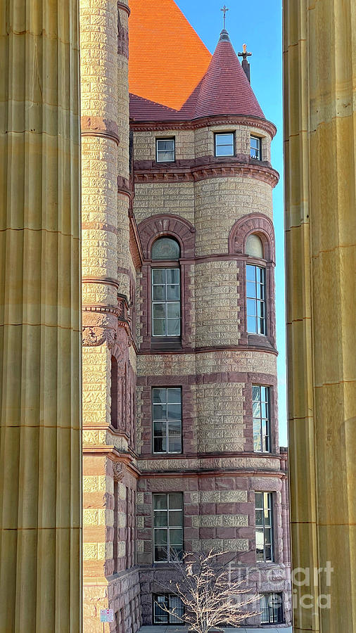 Cincinnati City Hall Through the Pillars of Cathedral Basilica of St. Peter in Chains 5387 Photograph by Jack Schultz