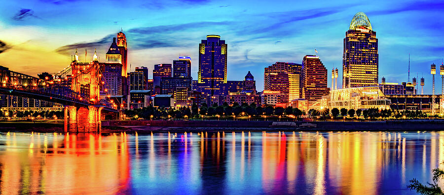 Cincinnati City Skyline Panorama Over The Ohio River Photograph by Gregory Ballos