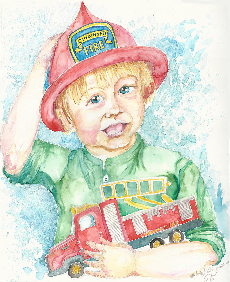 Cincinnati Fire Boy Painting by Melinda Dare Benfield