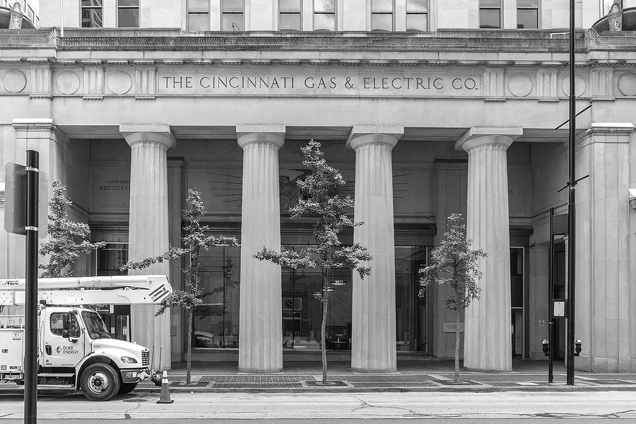Cincinnati Gas and Electric Black and White Photograph by Sharon Popek