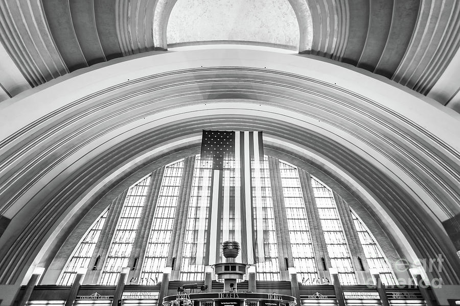 Cincinnati Museum Center Interior Black and White Photo Photograph by Paul Velgos