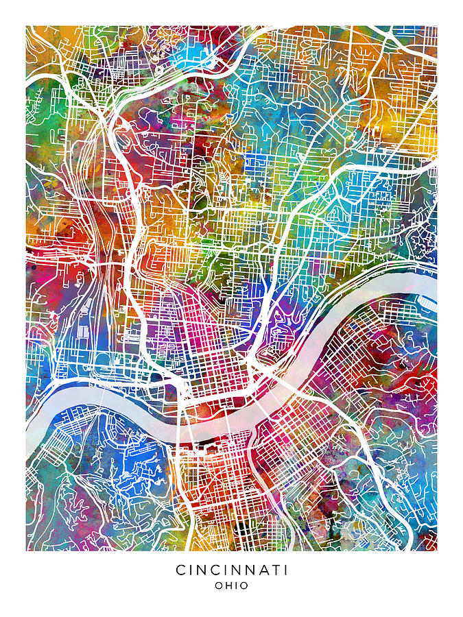 Cincinnati Ohio City Map #43 Digital Art by Michael Tompsett - Fine Art 