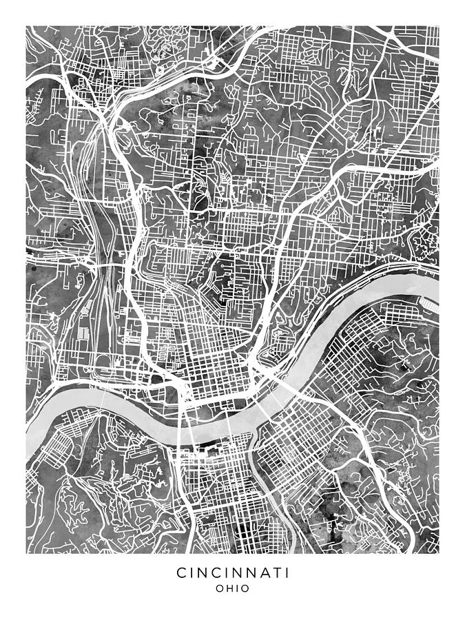 Cincinnati Ohio City Map #50 Digital Art by Michael Tompsett - Pixels