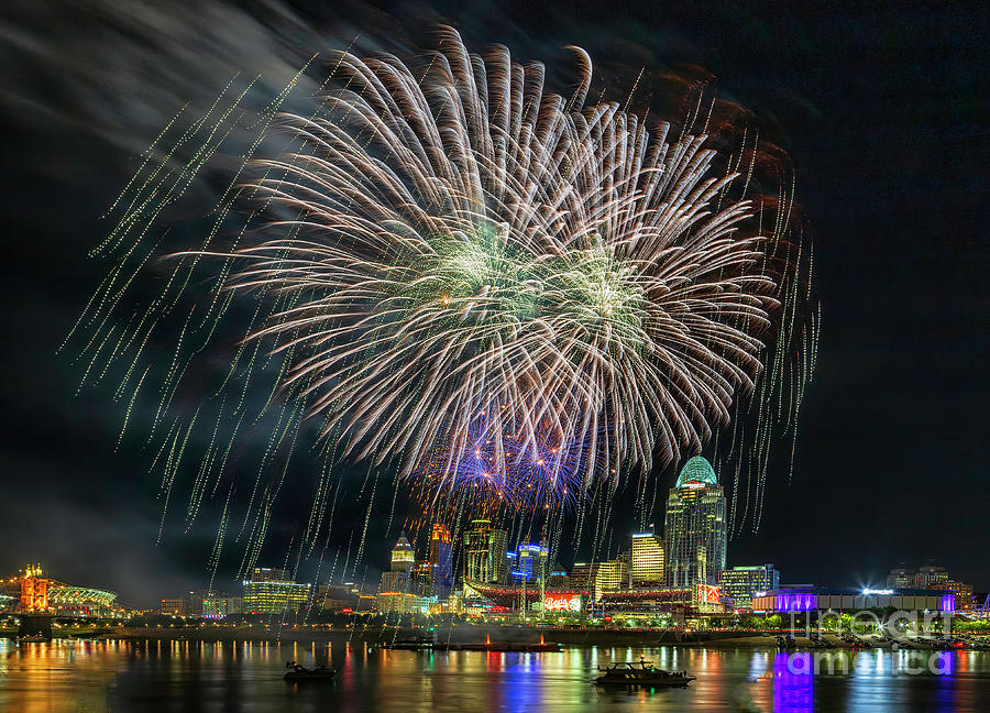 Cincinnati Ohio Fireworks Photograph by Teresa Jack