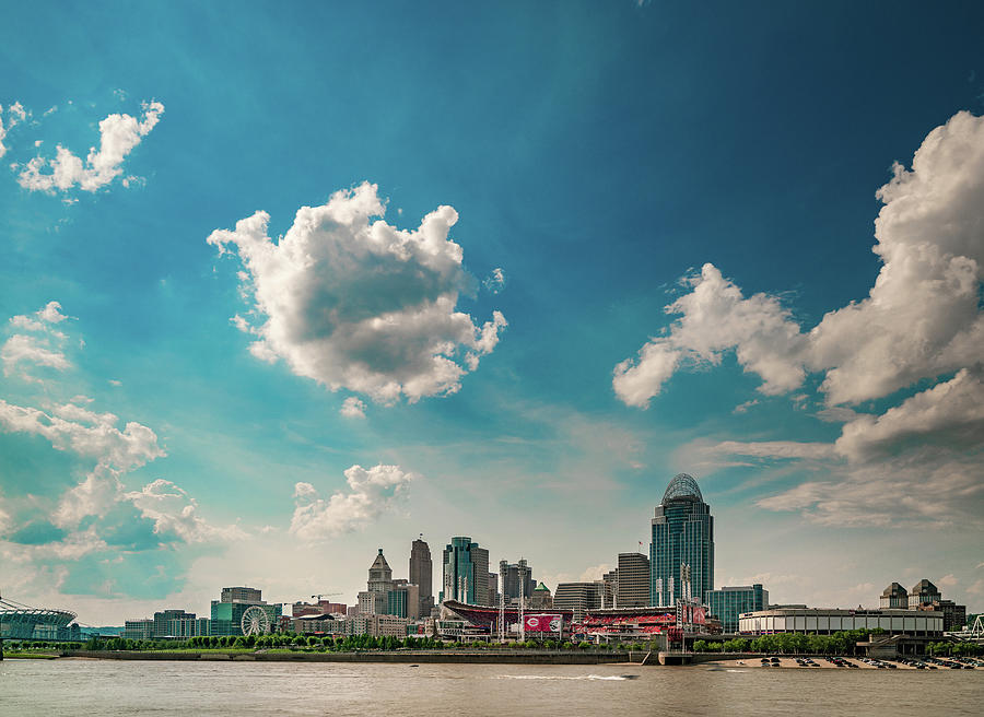 Cincinnati Ohio Reds Day Game and Skyline Photograph by Dave Morgan